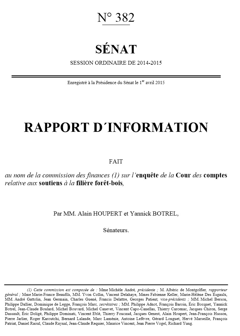 Rapport du Sénat "Faire de la filière forêt-bois un atout pour la France"
